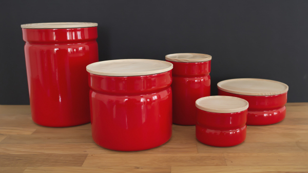Emaille-Vorratsdose Rot