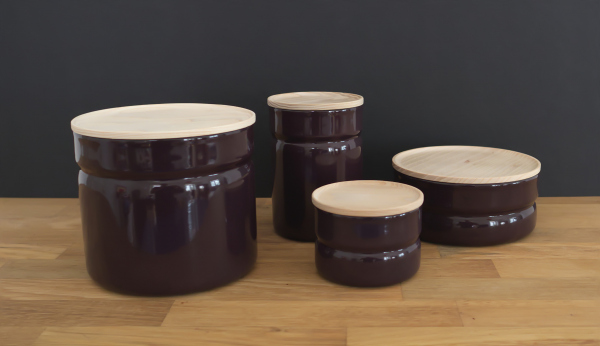 Emaille-Vorratsdose Aubergine